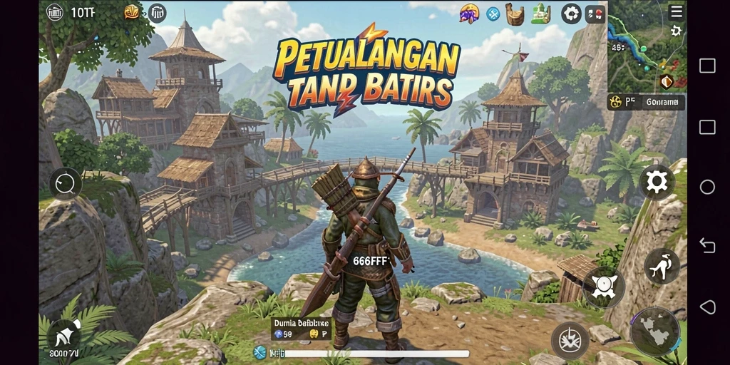 Tangkapan layar gameplay 666FF menampilkan eksplorasi dunia yang kaya.