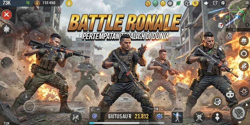 Tampilan gameplay seru di dunia Battle Royale 73K.