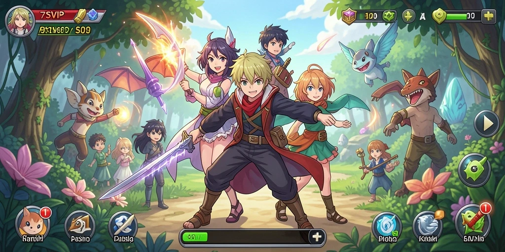 Tampilan gameplay seru dalam 7SVIP dengan karakter anime yang ikonik.