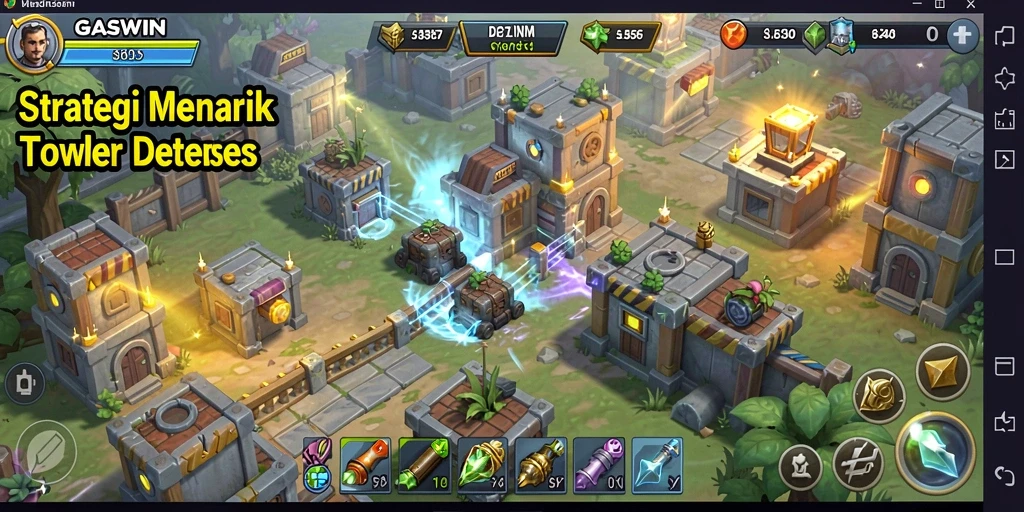 Tampilan menarik dari gameplay Tower Defense di GASWIN.