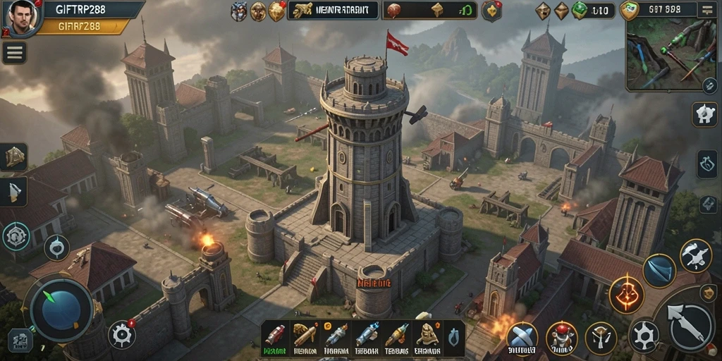 Tampilan gameplay seru di GIFTRP288 dengan strategi Tower Defense.