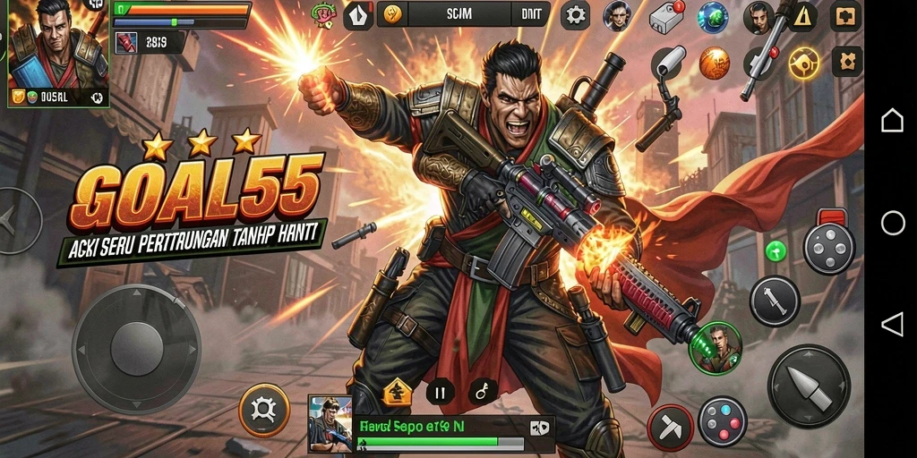 Tampilan gameplay seru dari GOAL55 dengan aksi cepat dan karakter menantang.