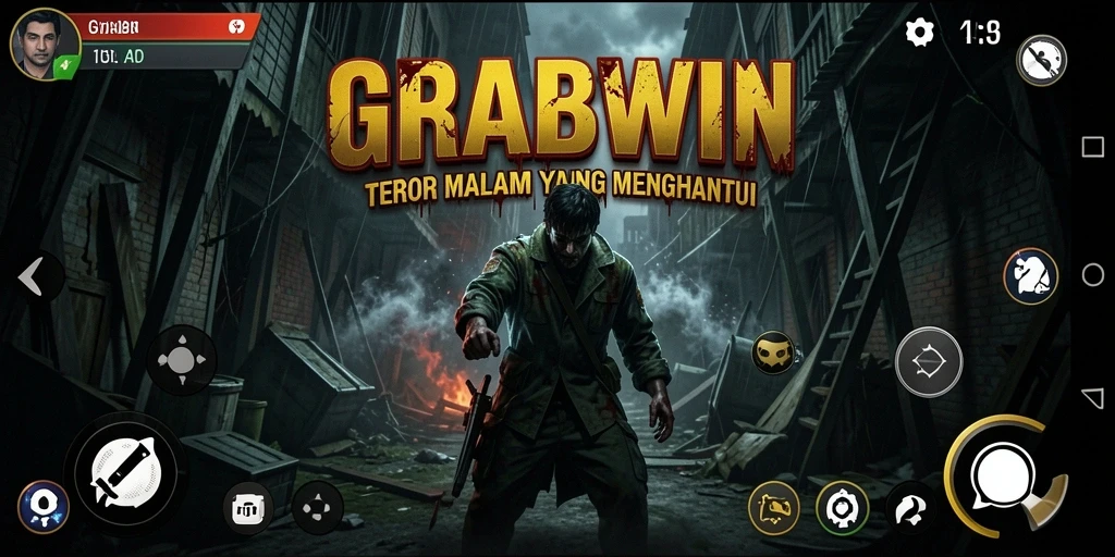 Screenshot menunjukkan suasana mencekam dalam gameplay GRABWIN.