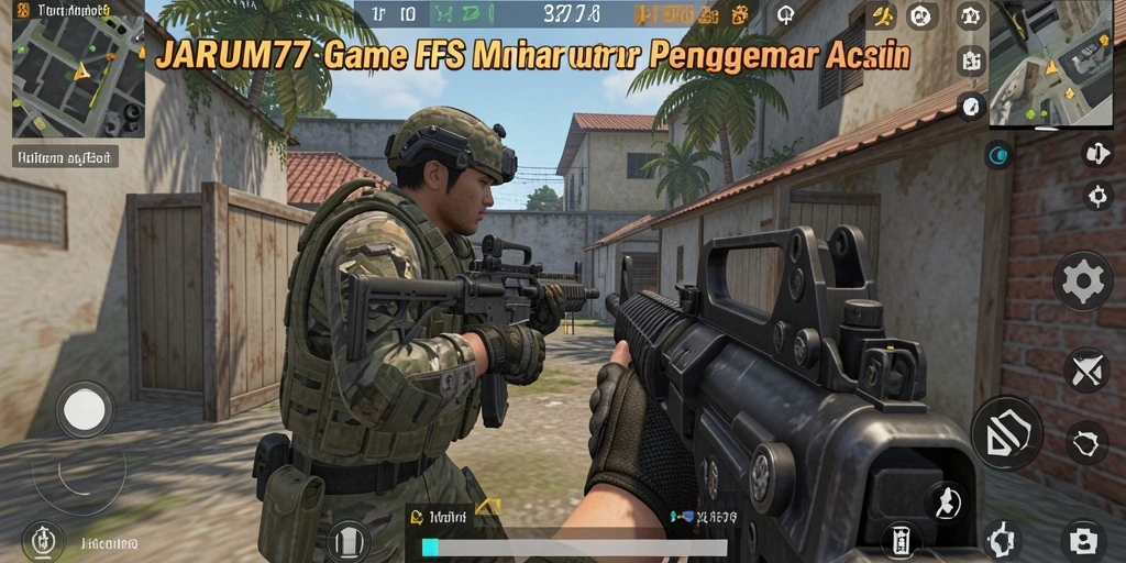 Screenshot utama JARUM77 menampilkan aksi pertempuran FPS yang mendebarkan.