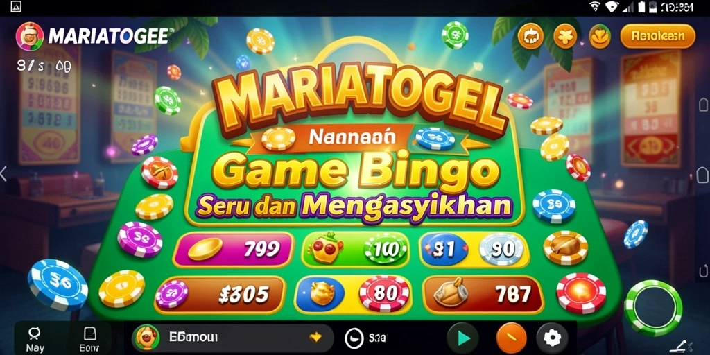 Menampilkan gameplay seru di dalam aplikasi MARIATOGEL untuk permainan Bingo.