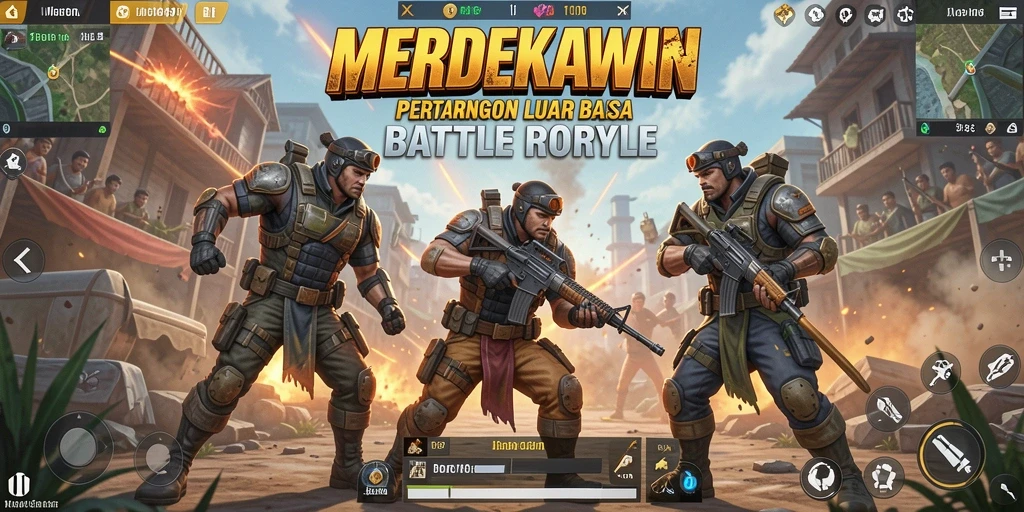 Screenshot aksi seru di MERDEKAWIN saat bertarung di Battle Royale.
