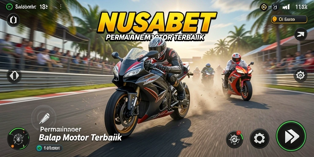 Gameplay NUSABET menampilkan aksi balap motor yang mendebarkan.