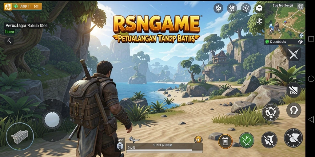 Screenshot gameplay RSNGAME yang menampilkan eksplorasi dunia terbuka.