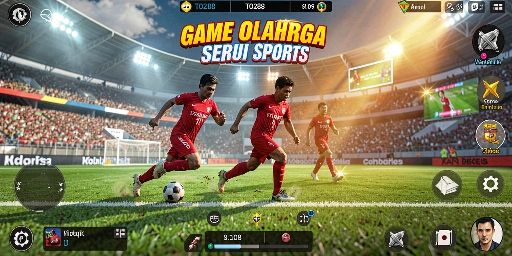Screenshot utama TO288 menunjukkan aksi seru dalam permainan olahraga.