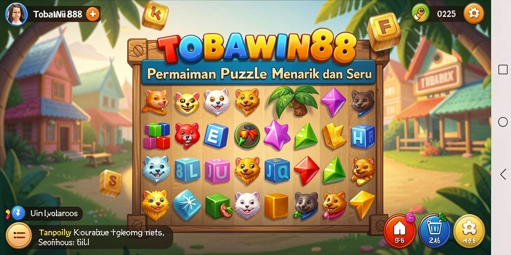 Tampilan gameplay TOBAWIN88 yang menantang dan penuh warna.