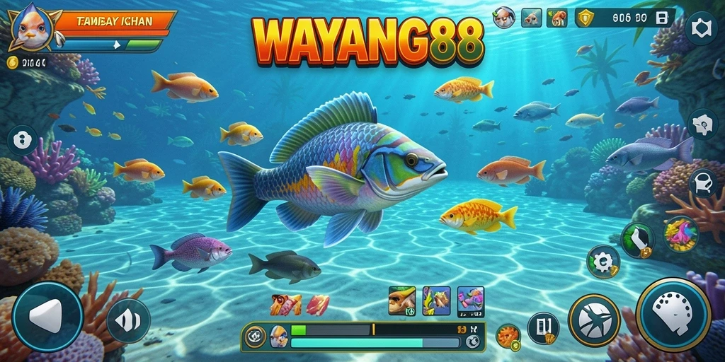 Screenshot game WAYANG88 menampilkan gameplay Tembak Ikan yang seru.
